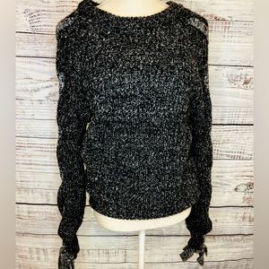 Black & Gray Bow Tied Sweater